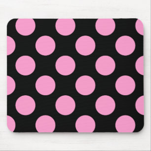 Black and Pink Polka Dots Mouse Mat