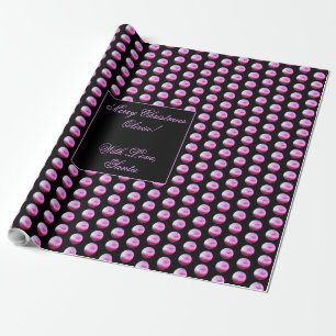 Black and Pink Polka Dots Pattern Elegant Chic Wrapping Paper