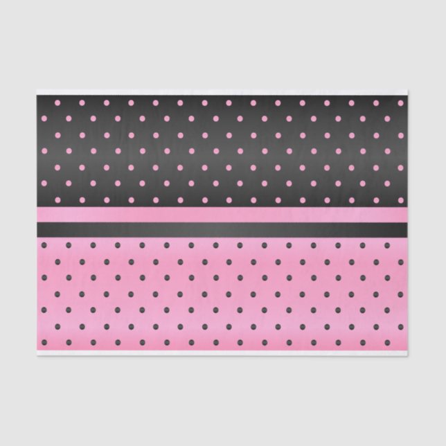 Black and Pink Polka Dots Tissue Paper (Front)