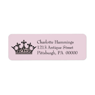 Black and Pink Princess Crown Address Label
