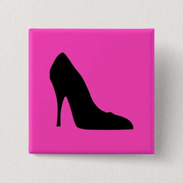 Black and Pink Pumps 15 Cm Square Badge (Front)