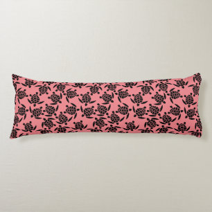Black And Pink Repeat Motif Sea Turtle Pattern Body Cushion