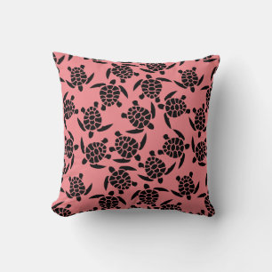 Black And Pink Repeat Motif Sea Turtle Pattern Cushion