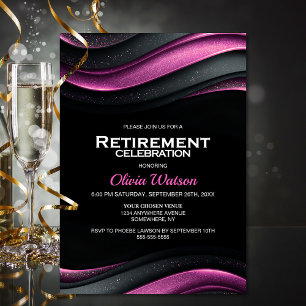 Black and Pink Retirement Party Invitation