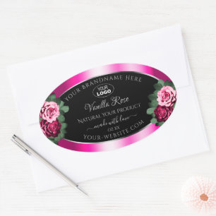 Black and Pink Roses Product Packaging Labels Logo