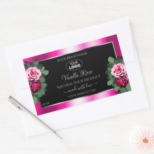 Black and Pink Roses Product Packaging Labels Logo