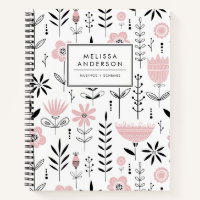 Black and Pink Scandinavian Floral Pattern