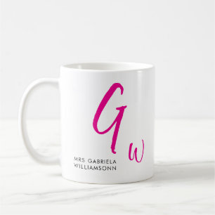 Black and Pink Script Monogram Mrs Wedding Coffee Mug