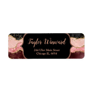 Black and Pink Sequins Agate