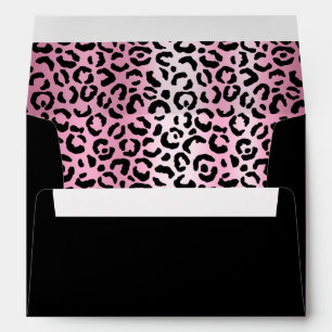 Black and Pink Shimmer Gradient Leopard Girly Glam Envelope