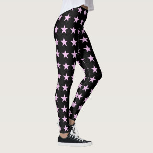 Black and Pink Star Print Leggings