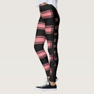 Black and Pink Striped Leggings with Text