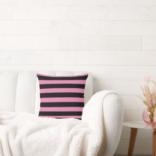 Black and Pink Stripes Cushion