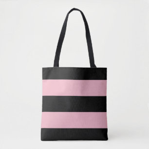 Black and Pink Stripes Tote Bag
