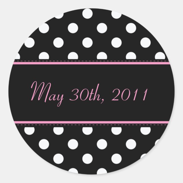 Black And Pink Sweet Sixteen Date Envelope Seal (Front)