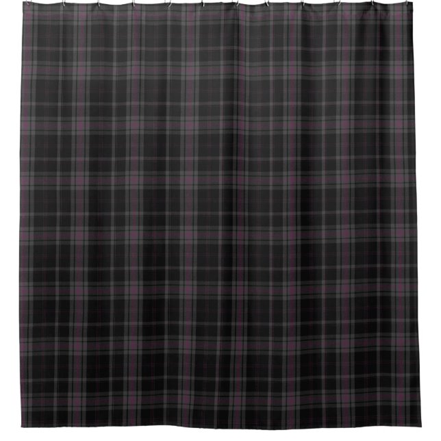 Black and Pink Tartan Plaid Scottish Kilt Shower Curtain (Front)