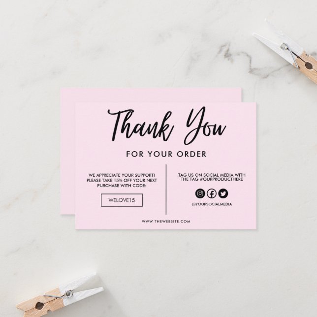 Black and Pink Thank you Media Insert (Front/Back In Situ)