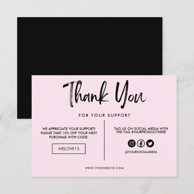 Black and Pink Thank you Media Insert (Front/Back)