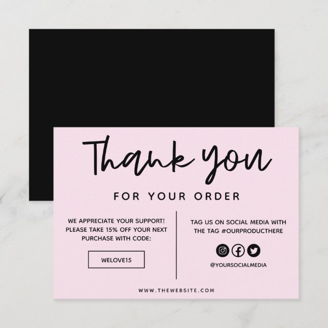 Black and Pink Thank you Media Insert (Front/Back)