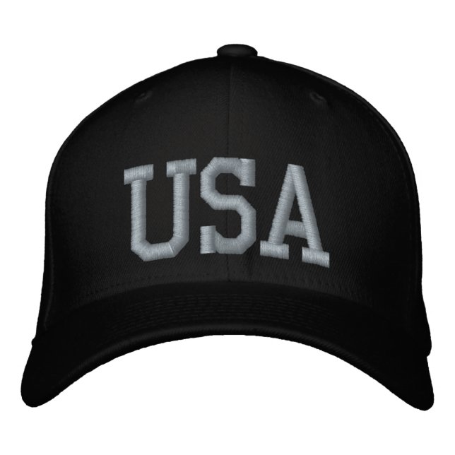 Black And Pink USA Custom Embroidered Hat (Front)