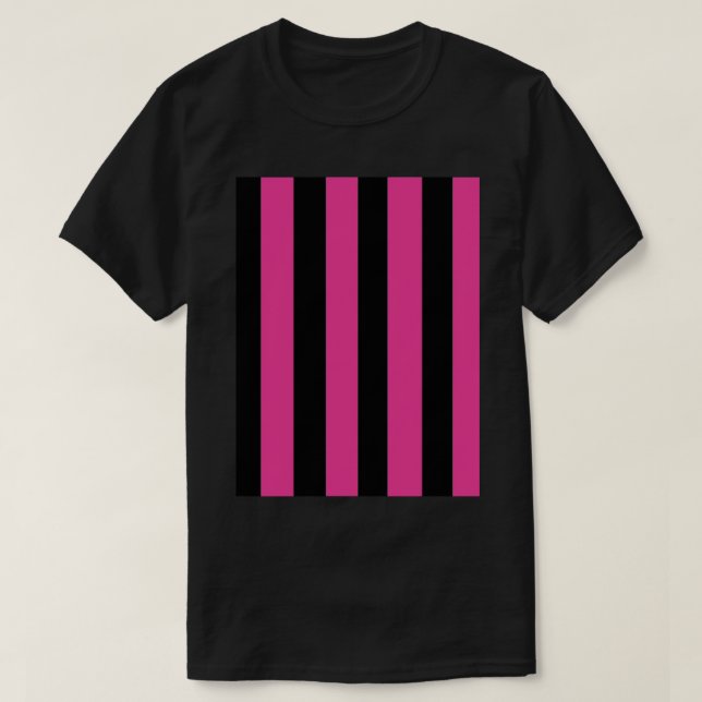 Black and Pink Vertical Striped Design   T-Shirt (Design Front)