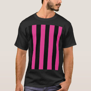 Black and Pink Vertical Striped Design   T-Shirt