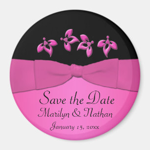 Black and Pink Wedding Favour Magnet