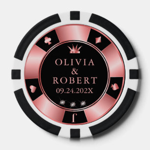 Black and pink wedding poker chips