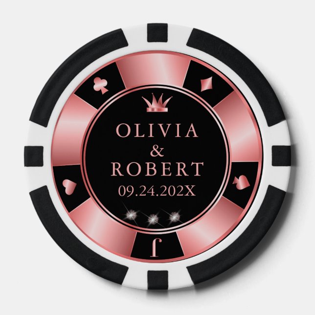 Black and pink wedding poker chips (Front)
