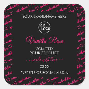 Black and Pink Word Cloud Product Labels with Logo