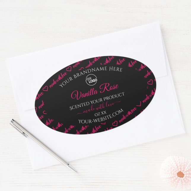 Black and Pink Word Cloud Product Labels with Logo (Envelope)