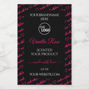 Black and Pink Word Cloud Product Labels with Logo