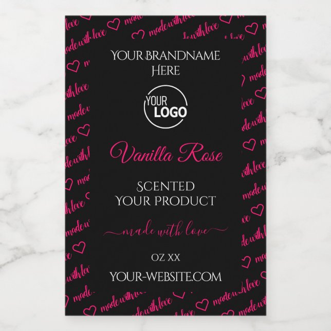 Black and Pink Word Cloud Product Labels with Logo (Single Label)