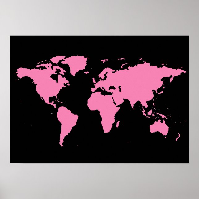 black and pink world map for women poster (Front)