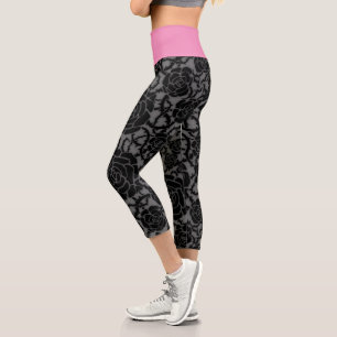 Black And Pink Yoga   Zazzle_Growshop. Capri Leggings