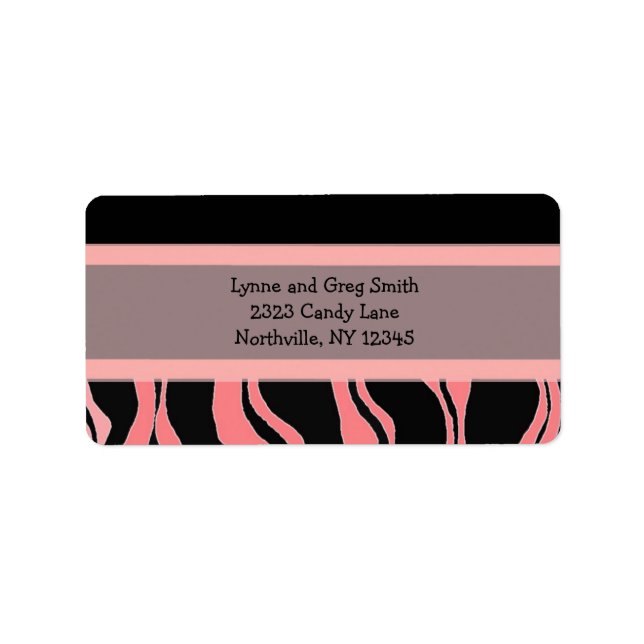 Black and Pink Zebra Pattern Label (Front)