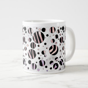 Black and Pink Zebra Polka Dots Large Coffee Mug