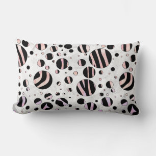 Black and Pink Zebra Polka Dots Lumbar Cushion