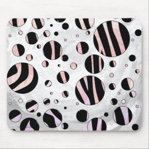 Black and Pink Zebra Polka Dots Mouse Mat