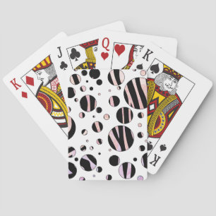 Black and Pink Zebra Polka Dots Playing Cards