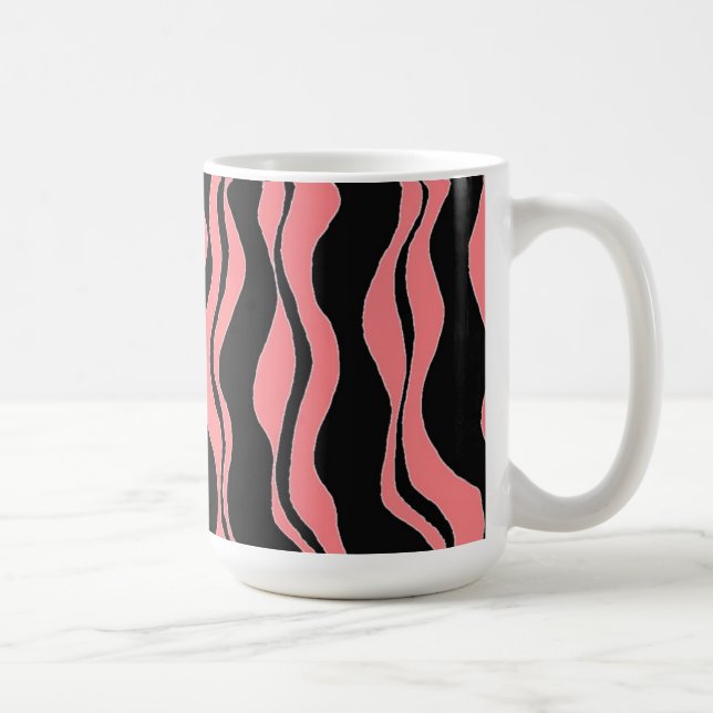 Black and Pink Zebra Stripes Coffee Mug (Right)