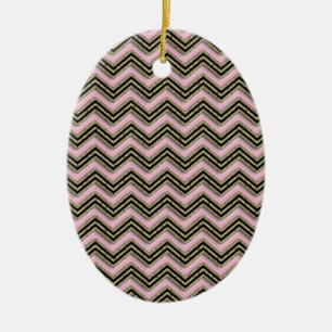 Black and Pink Zigzag Pattern Ceramic Tree Decoration