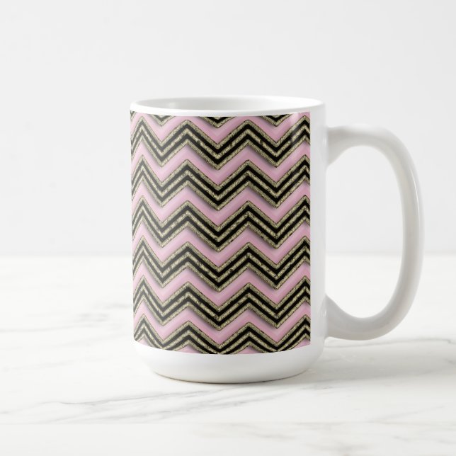 Black and Pink Zigzag Pattern Coffee Mug (Right)