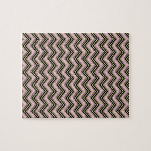 Black and Pink Zigzag Pattern Jigsaw Puzzle