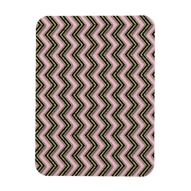 Black and Pink Zigzag Pattern Magnet (Vertical)
