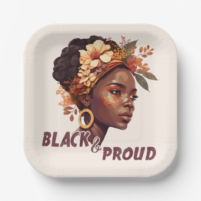 Black and Proud  Paper Plate (Front)