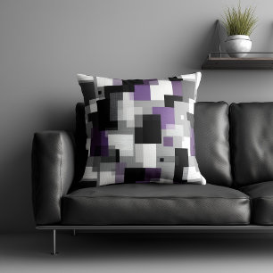 Black and Purple Abstract Pattern Cushion