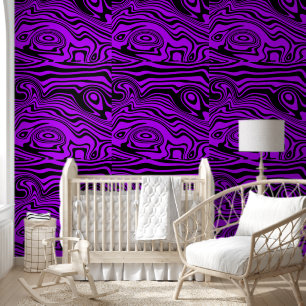 Black and Purple Abstract Waves Custom Colours Wallpaper