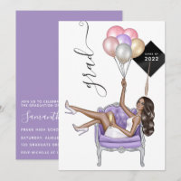 Black and Purple African American Girl Graduation 