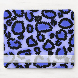 Black and Purple-Blue Leopard Print Pattern. Mouse Mat